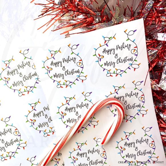 🎄Happy Poshing & Merry Christmas - 2" (inches) (48ct.)  [GD31-48] - Picture 5 of 5